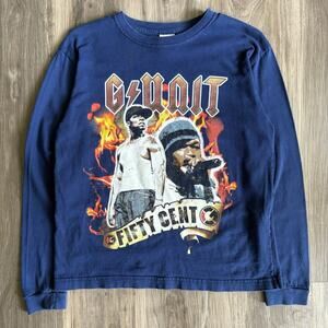 Vintage 50 Cent T-Shirt Size M Mens G Unit Rap Tee Long Sleeve Rare 2000s S/M